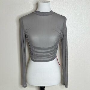SHEIN Mesh Ruched Crop Top